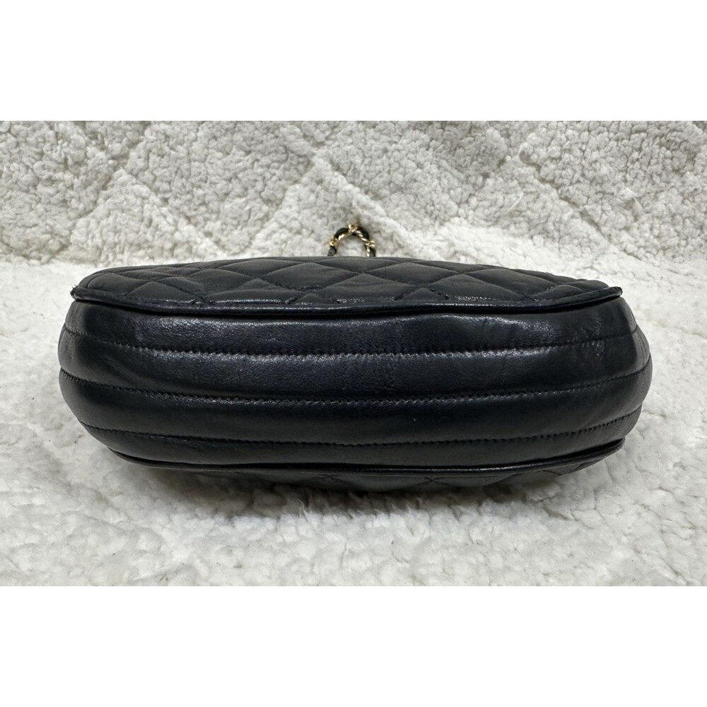 Jay Herbert New York vintage quilted black leather chain purse crossbody bag - Picture 12 of 13